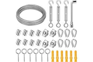DIYLAND Wire Rope Kit, 20m Stainless Steel Wire Rope Cable Including 3 Pcs M4 Turnbuckles Wire Tensioner, 2mm PVC Coated Garden Wire Heavy Duty for Climbing Plant, Picture Wire, Fencing