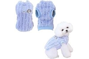 JODSEN Fleece Dog Jumper, Small Dog Hoodies Puppy Jumper Warm Dog Pullover Sweatshirt Cat Jumper Dog Sweater Vest Pet Winter Outfit Dog Clothes for Small Puppy, Chihuahua, Bichon, Corgi, Yorkshire (L/Blue)