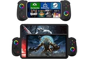 MEGADREAM Kontroler do gier do iPada/tabletu, mobilny bezprzewodowy gamepad do iPhone'a, Bluetooth RGB, teleskopowy joystick do Androida/iOS/PC/smartfonów na 13-25 cm, idealny do COD/Genshin, Direct Play -