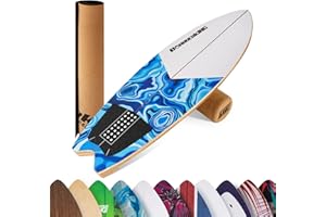 BoarderKING Balance Board Wave - Tavola di Equilibrio per Surf e Skate Indoor, Tavola Propriocettiva per NeuroMuscular Response Training, incl. Tappetino Protettivo