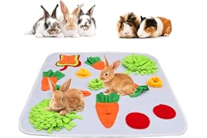 HYLYUN Tapis à Renifler pour Lapin Lavable Tapis Educateur pour Cochon d'Inde Lapin Nain Doux Jeu Tapis Snuffle Jouet Pliable Antidérapant Lent Alimentation Le Stress Release Pad 60x60cm (Nouveau)