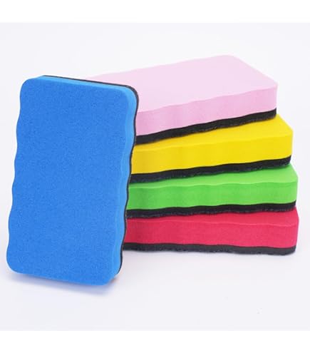 Whiteboardspons, 10 stuks, 2 kleuren, whiteboardspons, magnetisch, whiteboard-gum voor droog reinigen op vele oppervlakken, whiteboard-gum voor whiteboards, borden en glas