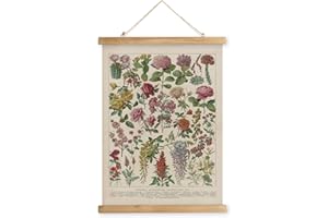 XIAOAIKA Affiche Vintage de Fleurs Sauvages avec Cadre en Bois, Peinture d'Art de Décoration Murale de Style Rétro, Motifs Imprimés sur Toile sans Décoloration, Prête à être Accrochée (40 x 58 cm)