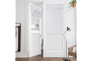 HOMEIDEAS Greyish White Blackout Door Curtains, 26 X 40 Inch Room Darkening Privacy French Door Panel, Thermal Insulated Tie Up Shades for Bedroom, 1 Panel