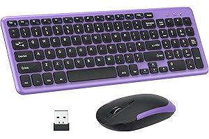 KIZHAH Wireless Keyboard and Mouse Set, 2.4 GHz Wireless USB Keyboard and Mouse Combo with USB recevier, Slim Ergonomic Keyboard for Windows, Computer, PC, Notebook, QWERTY UK Layout