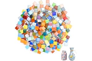 LITZEE 1000g Kristall Mosaik Fliesen, Mosaiksteine zum Basteln Bunt, Mosaik Bastelset Kinder, Mosaikfliesen für Badezimmer, Küche, Heimdekoration, DIY Kunstprojekte (Farbmischung)