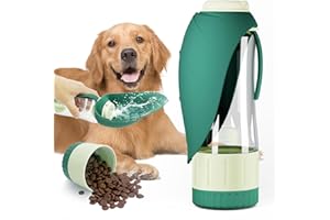 Blanlody Gourde pour Chien - Anti-Fuite - Grande Taille - 600 ML + Distributeur de Nourriture de 190 ML - pour Chien et Chat en déplacement, Voyage et Anniversaire (Vert, 600ml)