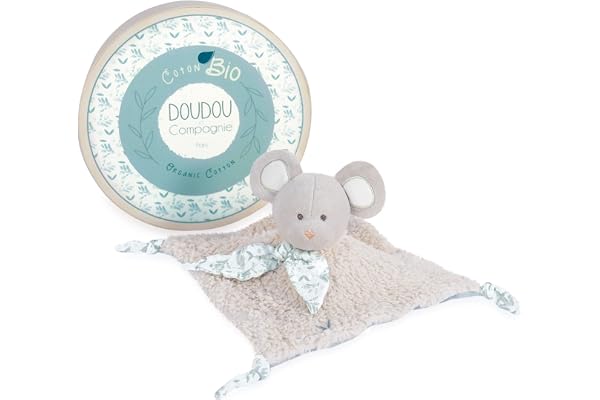 Doudou et Compagnie - Doudou Souris - Doudou Bio - Grise - 25 cm - DOUDOU BOTANIC BIO - DC3968