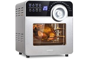 Klarstein AeroVital Cube Chef - Friggitrice ad aria da 1700 W, friggitrice aria con schermo touch, 16 programmi, 50-220 °C, 14 L, circa 10 h di preselezione della durata, acciaio inox, Argento