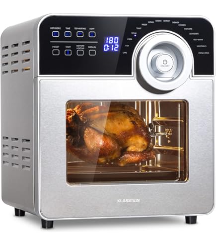 Emerio XXL-heteluchtfriteuse 13 liter Airfryer BPA-vrij Smart Fryer heteluchtbakoven multi-oven met draaispies en draaicorf display timer droogfunctie 1800 watt AF-121914 zwart