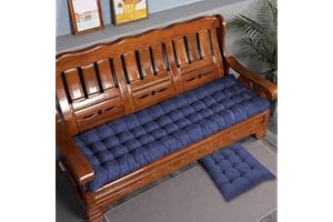 Rr tianshi Cojín de banco de algodón grueso de 2/3 plazas, cojín de algodón para asiento de banco de sofá, almohadilla de asiento largo para hogar, jardín, patio, columpio, interior (120 x 40 cm, azul