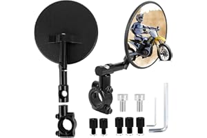 DREAMIZER Foldable Motorcycle Mirrors E24 Certified, Round CNC Aluminum Bar End Side Mirrors 7/8" 22mm, M8 M10 Scooter Mirrors Compatible with Honda Kawasaki Suzuki Yamaha MT09 MT07 Street Bike