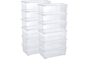Grizzly förvaringslådor 12 x 5 L med transparent lock - stapelbara genomskinliga lådor med ventilation