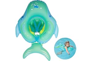 Chitomars Salvagente Neonato, Salvagente Bambini Salvagente con Mutandina Salvagente Gonfiabile per Piscina Regolabile Doppio Airbag Salvagente (L, Blu)