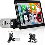 Carplay Autoradio 1 Din Bluetooth avec 10,1'' Écran Tactile Amovible Hikity Poste Radio Voiture Support Radio FM SWC AUX Lien