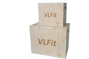 VLFit 3 in 1 Holz Plyometrische Box - Ideal für Cross Training - 60/50/40cm oder 45cm x 35cm x 30 cm - Plyometrische Sprungbox, Holz Plyo Box, Plyo Box