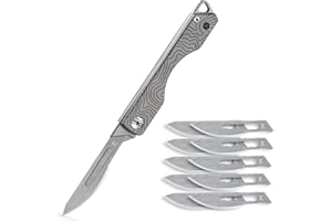 KeyUnity KK01 Coltello pieghevole in titanio, coltellino tascabile EDC con lama sostituibile n. 24, per caccia all'aperto, campeggio, pesca, escursionismo (Modello Nuvola)