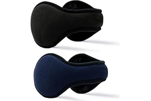 FSMILING 2pack Unisex Winter Warm Ear Warmers - Fleece Earmuffs for Women & Men