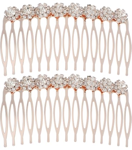 EVE REID Vintage Women’s Rhinestone and Pearl Hair Combs - Gold/White Circa 1980s Eve Reid of New York Fabric and Faux Pearl  main image 4