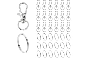 GYXCELC Moschettone Portachiavi Metallo,100 Pezzi Moschettoni Piccoli Multiuso,50 Anelli Portachiavi e 50 Moschettone Girevole, Ganci per Portachiavi fai da te per Bigiotteria (Argento)