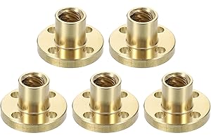 QUARKZMAN 5 Stück Tr8x8 4-Gängige Messing Flanschmutter, 2mm Teilung​8mm Steigung Trapezgewinde-Spindelmutter mit 4 3.5mm Bohrungen, 22mm AD x 15mm Dicke
