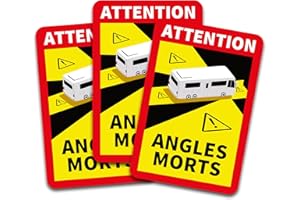 Finest Folia Attention Angles Morts autocollant 25x17cm obligatoire en France pour les véhicules de plus de 3,5 t Sticker auto-adhésif résistant à l'eau (Camping-car, 3 Sticker)