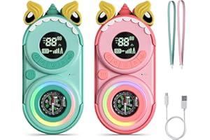 Aoykkii Walkie-Talkie Bambini Ricaricabili,Ricetrasmittenti 16 Canali con LCD Retroilluminato Funzione VOX Blocco Tastiera Torcia,3 Chilometri di Lungo Raggio (Gufo)