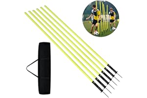 AufunSet de Barres de Slalom, Set de 6 Barres d'entraînement Agility Bâtons pour l'Agility & l'entraînement de Coordination - pour Le Football & Les Sports canins.