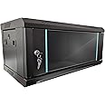 Lockable Data Wall Mount Cabinet Network Server Rack Data Cabinet Deep Wall Mounted Black Storage Rack for Home, Office, Server Room Computer Equipment with Removable Side Panels (312 x 300 x 4U)