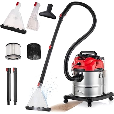 H.Koenig TWT77 Stain Cleaner, Carpet Cleaner for Sofa and Dust, Double Tank Replacement Brush Included, Powerful and Compact, 650 W