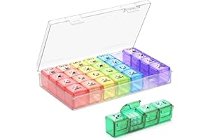 ZAWUODAR Pilulier Semainier Français Matin Midi Soir Nuit, Petit Pilluliers Medicaments 7 Jours 28 Compartiments Pilulier Hebdomadaire 4 Fois par Jour (Transparent)