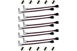LitaElek 10pcs Conector de Tira LED RGB 5050 Conector Controlador Cinta LED Puente 4 Pin LED Strip Connector Cable Extensión Banda LED 4 Pines Tapones para RGB 5050 LED Strip, 17cm Largo