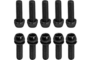 DAELESR 10 Pcs Bicycle Stem Bolts, M6 x 20mm Bike Stem Fixed Screws with Washers, 4 Colors Bike Disc Brake Caliper Bolts, Handlebar Stem Screws for Road Mountain Bike (Black)