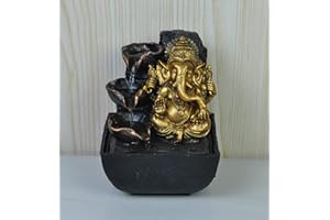 Creative Touch Mini Ganesh Indoor Water Fountain with LED Light | Size 13.3 * 13.3 * 18 Cm | USB |
