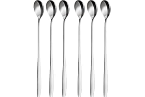Gräwe Lot de 6 cuillères à latte Macchiato de 22 cm – Cuillère longue pour cocktails et desserts en acier inoxydable poli – Passe au lave-vaisselle