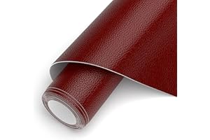 AYSOW Pelle Adesiva per Riparazioni, 42 x 150cm Rotolo Ecopelle Adesiva Similpelle Adesiva,Patch di Riparazione in Pelle Autoadesive PU,per Divano, Sedile Auto, Mobili, Borsa in Pelle(Rosso Vino)