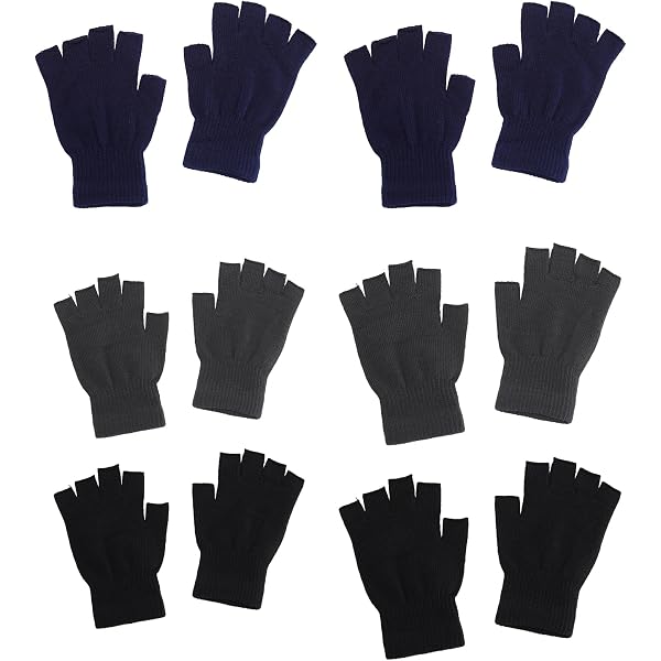 2 Paar Fingerlose Handschuhe – Dehnbare Strickhandschuhe Mit Daumenloch, Warm, Für Büro & Outdoor