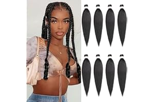 Xtrend 8Packs Easy Braids Pre-stretched Braiding Hair 20 Inch EZ Braiding Hair Professional Hot Water Setting Synthetic Fiber for Crochet Braiding Hair Yaki Texture Braiding Hair Extensions for Women