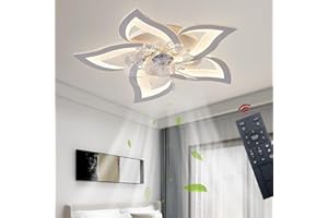 OMGPFR 69CM Ventilador de techo con iluminación y mando a distancia Regulable, LED 50W Ventilador Lámpara de techo para Salón Dormitorio Comedor Luz, Blanco