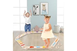 NUKIED Belka Balansowa Montessori - Kolorowe Kamienie Przeszkód dla Dzieci, Trening Równowagi Wewnątrz i na Zewnątrz, 1 Rok+