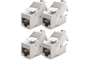 deleyCON 4x CAT 8 Modulo Jack Keystone Cavo Patch Cavo di Rete Ottimale per CAT8 CAT7 CAT7a Cavo di Installazione Connettore Schermatura STP Jack RJ45 Rete Pannello Patch Staffa Keystone Estensione