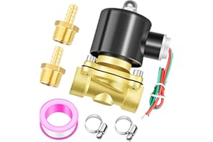 ERGAOBOY Elettrovalvola elettrica in ottone da 1/2" BSP 12V con connettore a resca, adatta per acqua, aria, carburante, gas chiusa