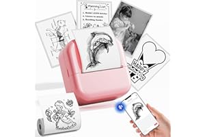 LABELCENTER Mini Imprimante Portable, Mini Imprimante Thermique M02L, imprimante Portable Étiquettes Autocollantes Compatible avec iOS et Android. Imprimez des photos, listes de tâches,1 rouleaux,Rose