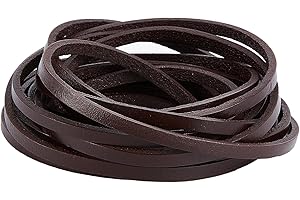 GORGECRAFT 5M Cordón de Cuero Genuino 5 mm de Ancho Plano Cordón Cuero Vaca Envoltura Cinturón Plano Un Solo Lado Rollo Cuerda para Bricolaje Artesanía, Coco Marrón