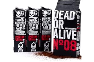 ‎DEAD OR ALIVE DEAD OR ALIVE Espresso gemahlen No8 - Starker Moka Kaffee gemahlen 4x250g - Feines Espressopulver mit Robusta - Bialetti Kaffee für Espressokocher - Gemahlener Kaffee aus Italien - Ground Coffee 1kg