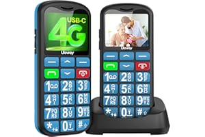 uleway 4G Seniorenhandy Mobiltelefon Ohne Vertrag,Senioren Handy mit Große Tasten,Rentner Handy Großtastenhandy mit USB-C, 1.7 Zoll LCD, SOS-Funktion,Taschenlampe,Ladestation,Verwendung der Nano-SIM