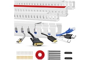 ACIIKER Cable Trunking Raceway Kit, Open Slot Wire Trunking for TV Cables, Cable Concealer Cable Tray 62.8 inch (4 x 15.7") Under Desk Organizer Cable Management Trunking (4Pack)