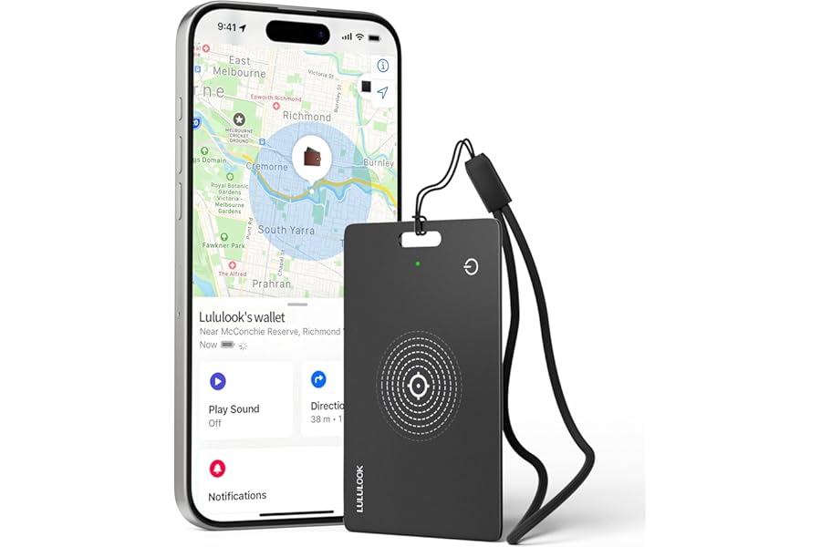 LULULOOK Wallet Tracker Card, Ultra Slim Airtag Wallet Works with Apple Find My (iOS Only), Wireless Rechargeable GPS Smartcard Tracker for Luggage, Tags, Passport, Bag, IP68 Waterproof