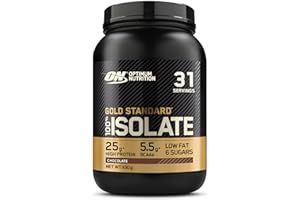 Optimum Nutrition ON Gold Standard 100% Isolate Pure Whey Protéine, BCAAs et Glutamine d'Origine Naturelle, Avant et Après Entraînement, Saveur Chocolat, 31 Portions, 930 g