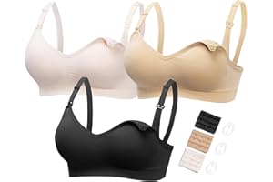 HOFISH Schwangerschafts- und Still-BH (Mehrfachpack) – Nahtloses Schlaf-Bralette ohne Bügel mit zusätzlichen BH-Verlängerungen & Clips